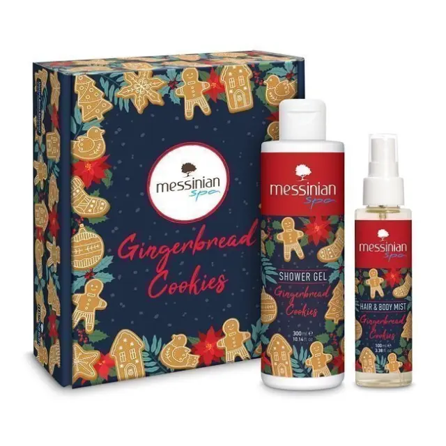 Messinian Spa Promo Gingerbread Cookies Κουτί 3 - Αφρόλουτρο 300ml & Σπρέι Μαλλιών & Σώματος 100ml