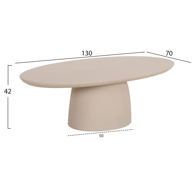 ΤΡΑΠΕΖΙ ΣΑΛΟΝΙΟΥ ΟΒΑΛ FB96594.02 ΜΠΕΖ FIBER CEMENT 130x70x40Υεκ 2