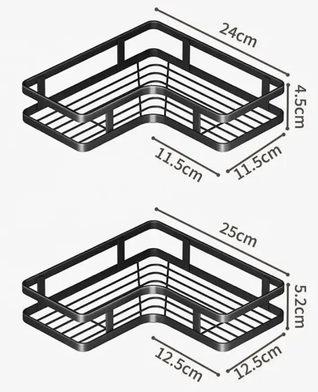 Σετ επιτοίχια γωνιακά ράφια μπάνιου - 5pcs - 2152-1 - 170134 - Black 2