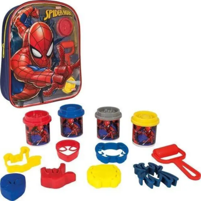 As company Πλαστελίνη Marvel Spiderman Τσάντα Πλάτης Με 4 Βαζάκια - Καπάκια Καλουπάκια Και 5 Εργαλεία 200Gr
