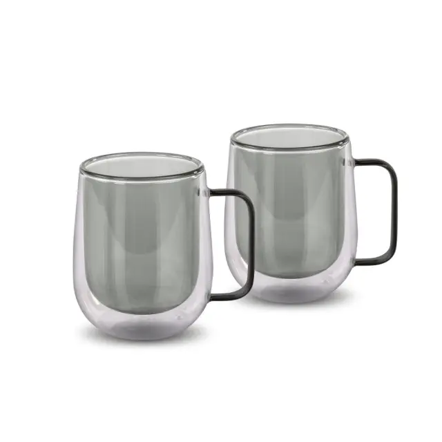 Σετ Ποτήρια Τσαγιού VASO Lamart LT9123 Γυάλινα με Διπλό Τοίχωμα 250ml Μαύρο 2 Τεμ