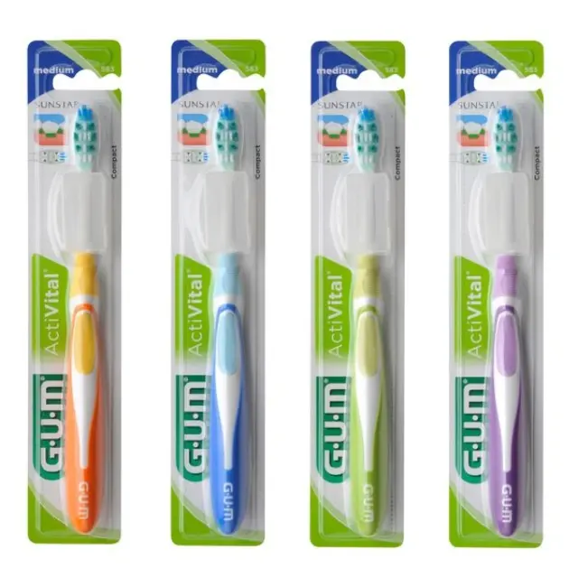 GUM 583 ActiVital Compact Medium Μέτρια Οδοντόβουρτσα Ενηλίκων Πράσινη, 1τμχ 2