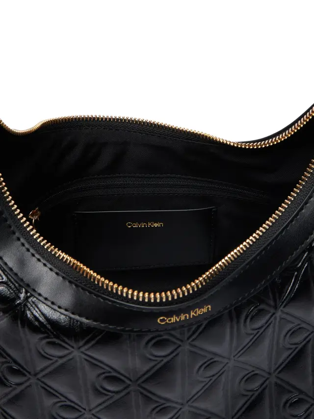 Calvin Klein Emblem Aop Debossed Shoulder Bag Μαύρο 3