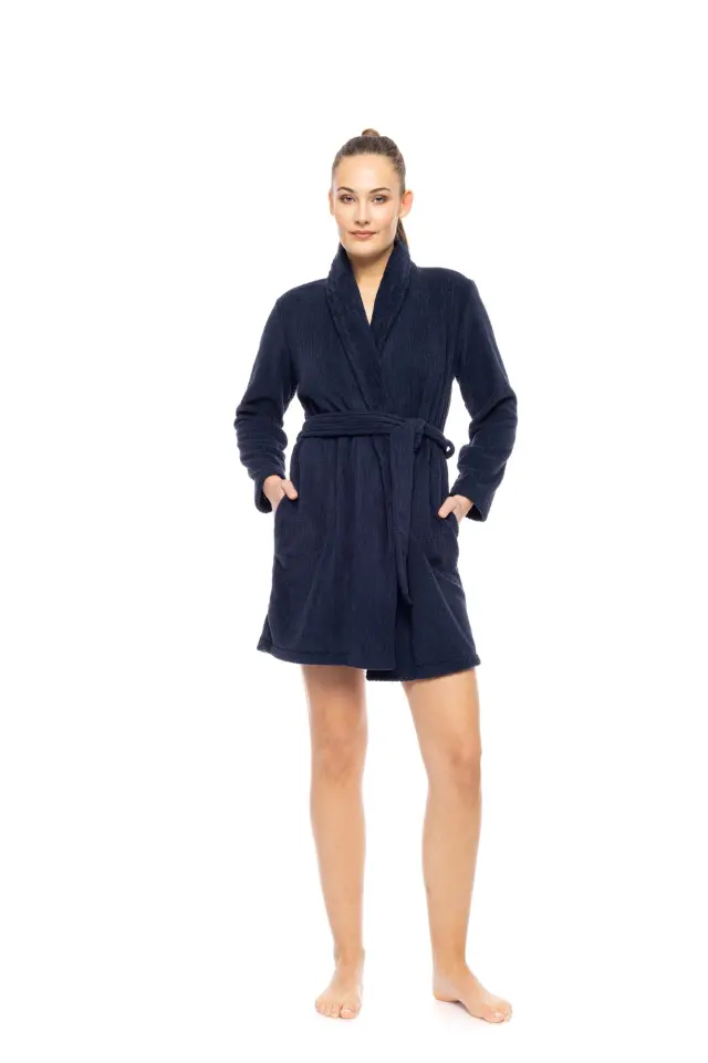 W1879 - Yacht Blue - ROBE FLEECE STRIPE