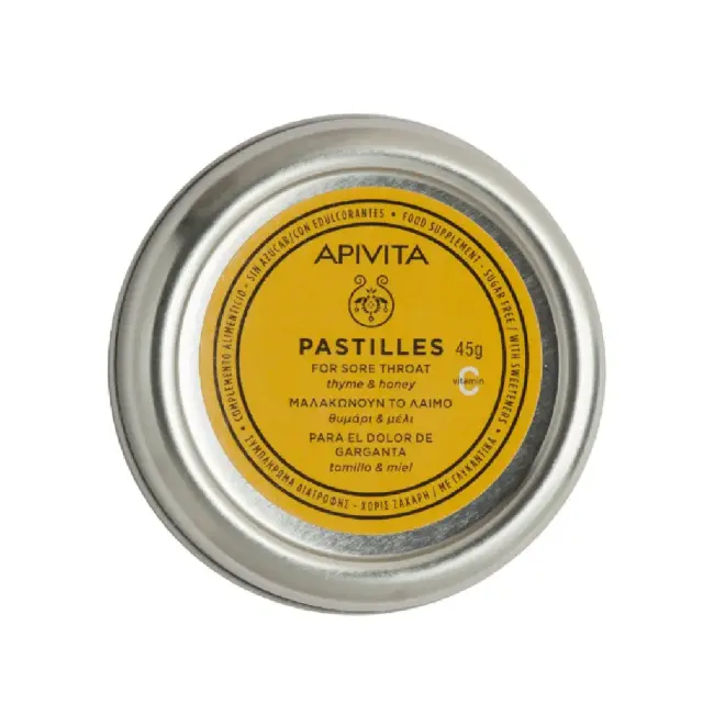 APIVITA Pastilles Παστίλιες με Θυμάρι & Μέλι για τον Πονόλαιμο & τον Βήχα, 45gr