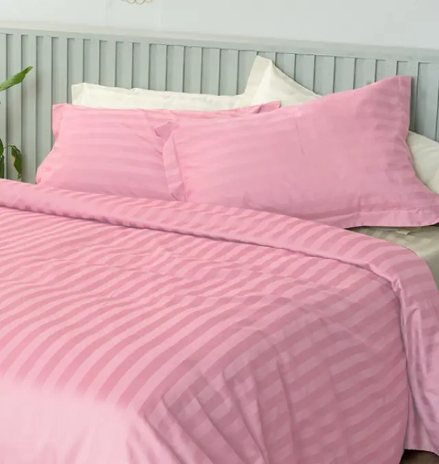 Μαξιλαροθήκες Ζεύγος 50x75 Satin Stripes Rose Palamaiki