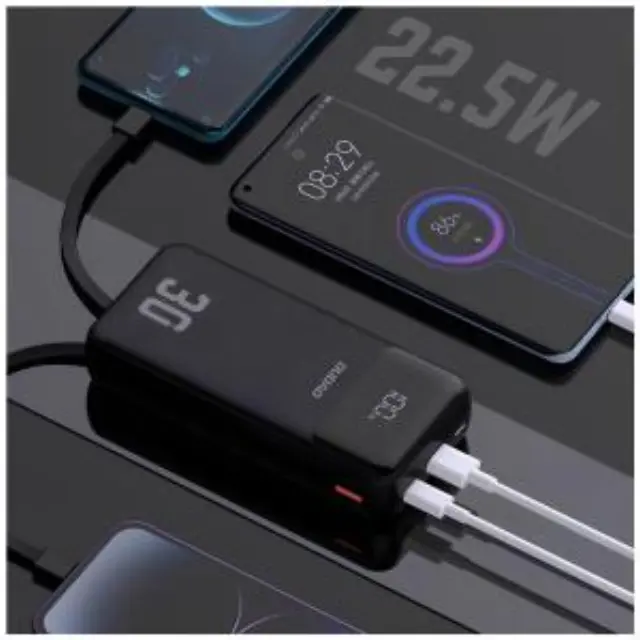 Φορτιστής Ανάγκης Dudao K15Max 22.5W 30000mAh PD QC με 2 Ενσωματωμένα Καλώδια Μαύρο N71367 3