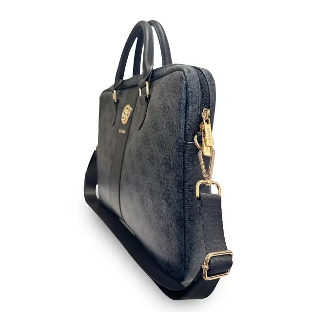 Guess PU 4G Stripe Metal Logo Computer Bag 14" Black 3