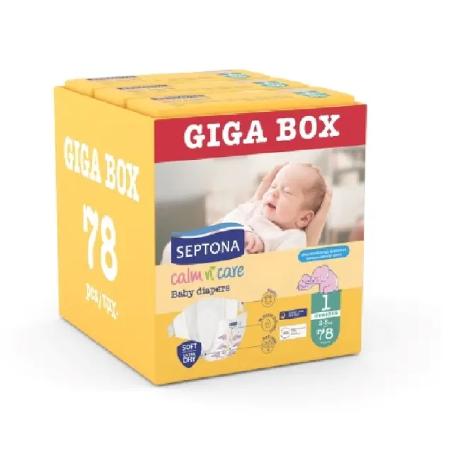 Septona Calm N' Care Πάνες Giga Box Newborn No1 (2-5Kg) 78τεμ (3*26τεμ)