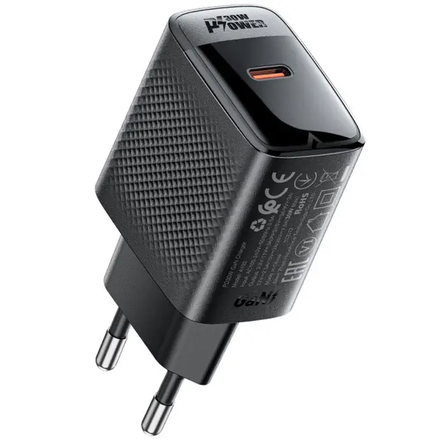 Φορτιστής Ταξιδίου Acefast A102 Fast Charging USB-C PD30W QC3.0 GaN Μαύρος 3