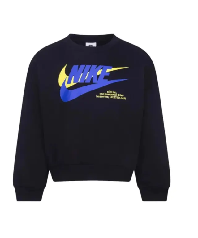 Nike - Παιδική Μπλούζα Club Hbr Icon Fleece Crew 86K434-023 Μαύρο - 6 ετών