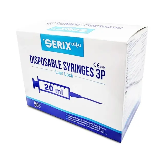 Σύριγγες 3 Μερών (3P) 20 ml με Αποσπώμενη Βελόνα 21G, Serix (50 τεμ.) Luer Slip 2
