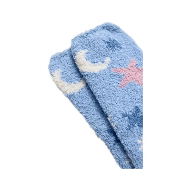 Ysabel Mora Γυναικείες Αντιολισθητικές Κάλτσες Fleece με Αστέρια και Φεγγάρια, Χρώμα Γαλάζιο - ONESIZE 2