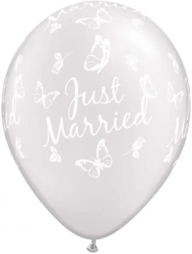 Μπαλόνια 11 Just Married Butterflies -a-round Περλέ Λευκό /25 τεμ