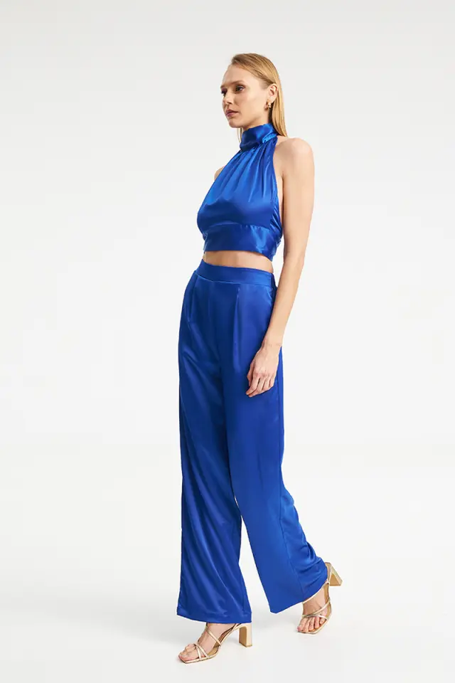 Satin Παντελόνι Ψηλόμεσο με Φαρδιά Γραμμή CORS TROUSERS - XS 2