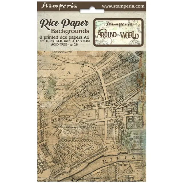 Σετ 8 ριζόχαρτα ντεκουπάζ Stamperia 10.5×14.8cm, Backgrounds - Around the world