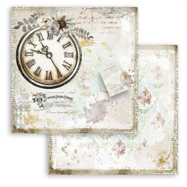 Χαρτί Scrapbooking Stamperia Διπλής Όψης - Romantic Journal Clock - 31x30cm