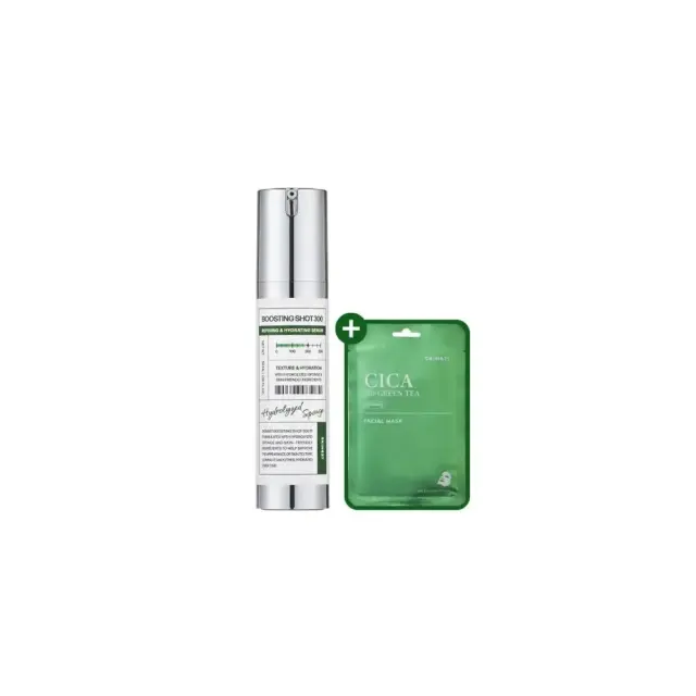 SKIN627 Boosting Shot 300 + Cica with Green Tea Sheet Mask Σετ Αναζωογόνησης, Λείανσης και Ενυδάτωσης της Επιδερμίδας