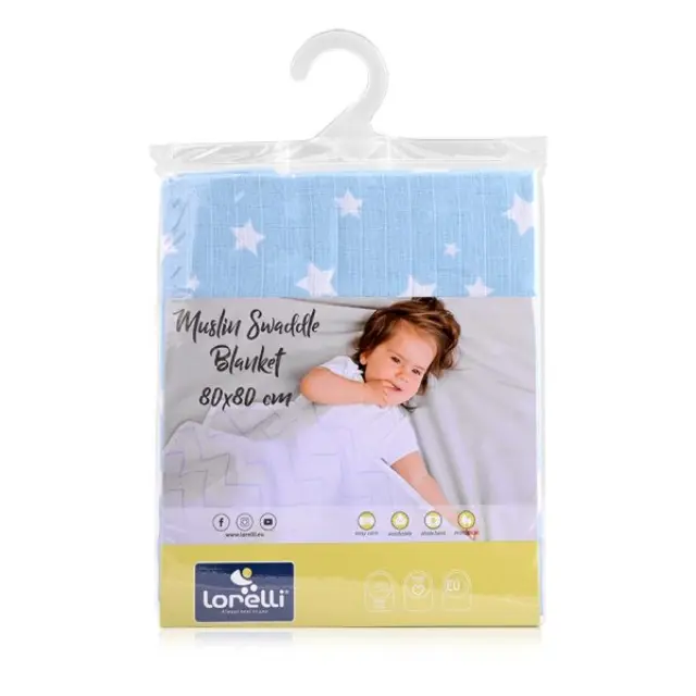 Lorelli Muslin Swaddle Lorelli Aquatic / White Stars 10340092305 2
