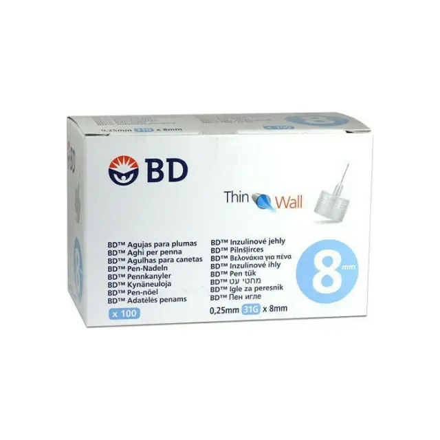 BD | Thin Wall | Βελονάκια για Πένα Ινσουλίνης 0.25mm 31G x 8mm | 100 τεμ