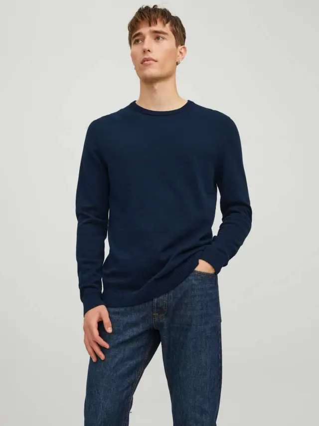 JJEBASIC KNIT CREW NECK NOOS Navy Blazer 2