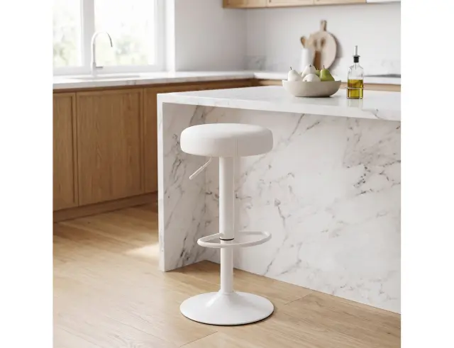 Σκαμπό μπαρ Mumford Home Deco Factory με ρυθμιζόμενο ύψος και διαστάσεις 36x36x63.5cm/83.5cm - White HD0150