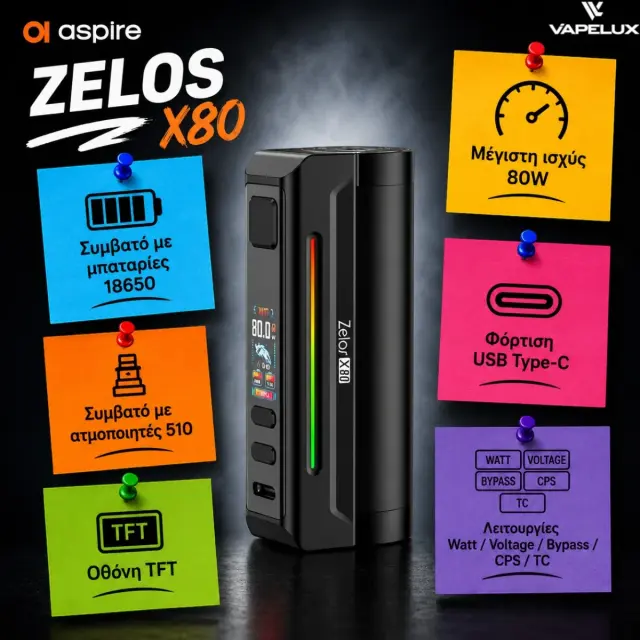 Aspire Zelos X80 80W Mod Full Black 2