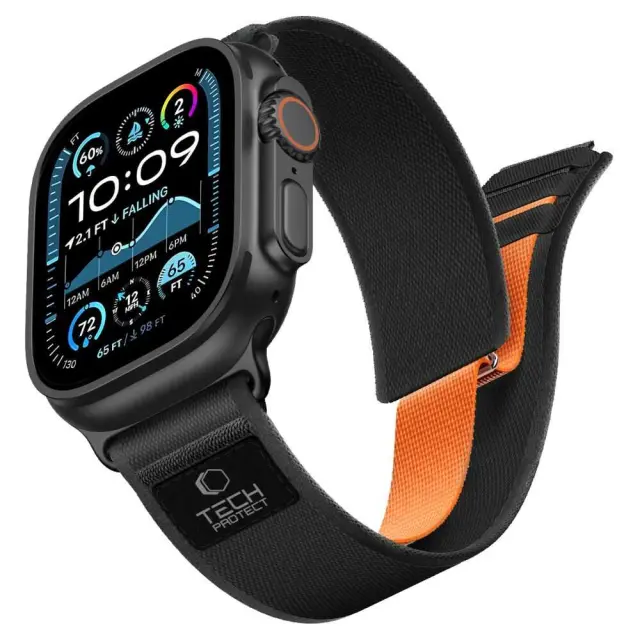 Tech-protect Nylon Elite Apple Watch 8 / 9 / 10 / 11 / 12 / Se / Ultra (44 / 45 / 46 / 49 Mm) Black/orange
