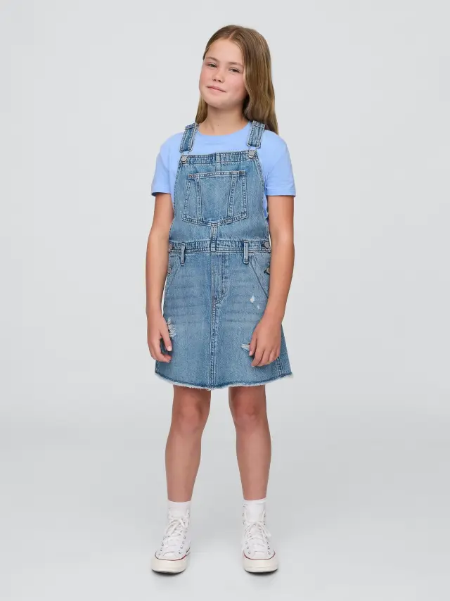 Μπλε Παιδικό Denim Skirtall με Washwell Medium indigo - XS