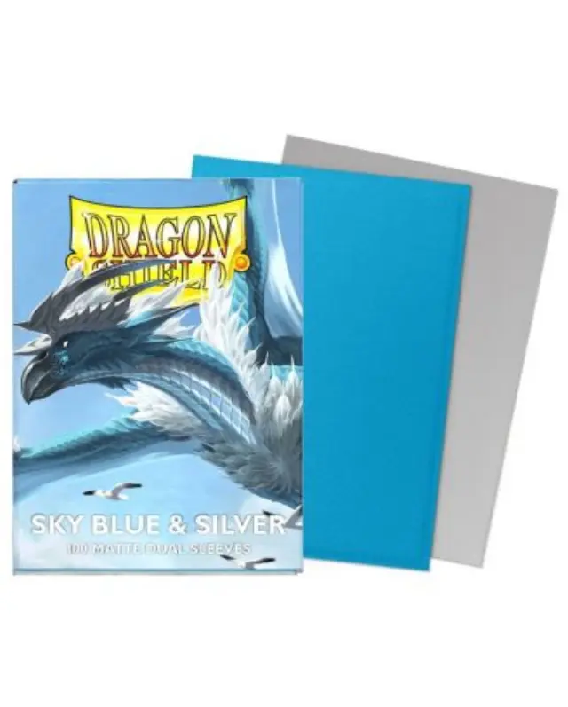 Dragon Shield Sleeves - Standard size - Matte Dual - Sky Blue & Silver (100 Sleeves) 2