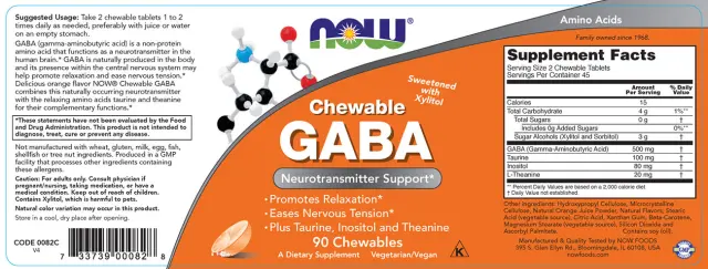 Now Foods GABA Orange Flavor Chewable Tablets 2