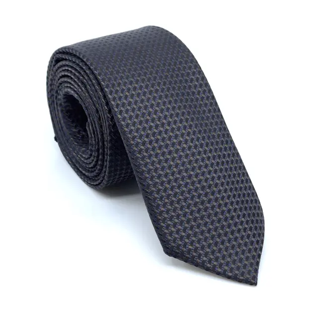 Γραβάτα Microfiber σε Μαύρο Μοτίβο Σετ με Μαντηλάκι