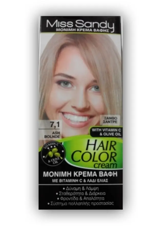 Miss Sandy Hair Color Cream 7/1 Ξανθό Σαντρέ 60ml