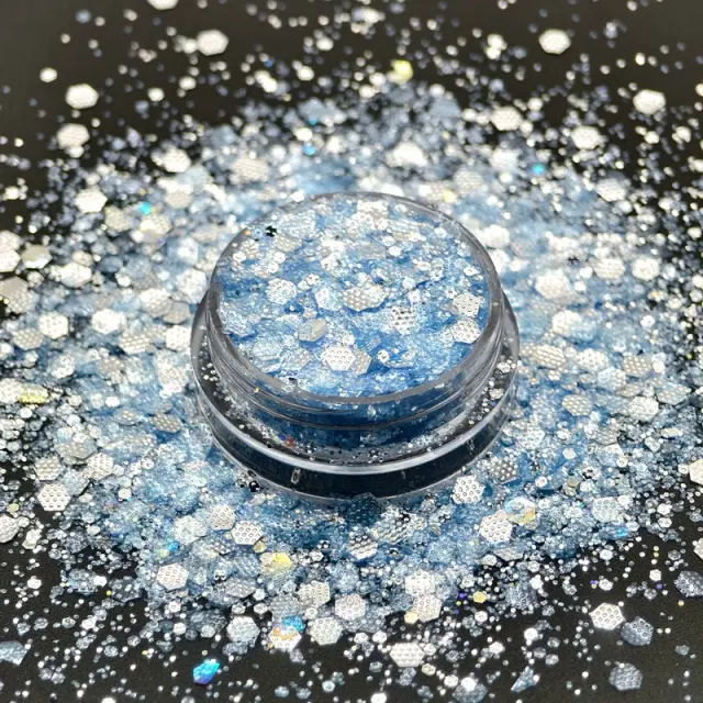 Chunky glitter ανάγλυφα 20gr, Γαλάζιο-ασημί