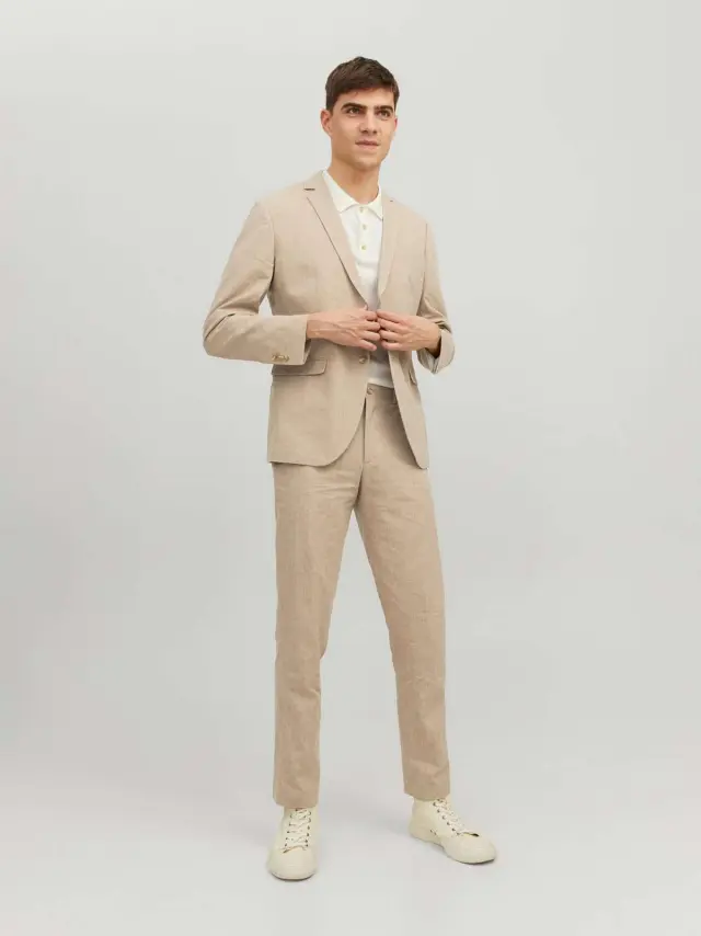 JPRRIVIERA LINEN TROUSER SLIM FIT SN Beige 2