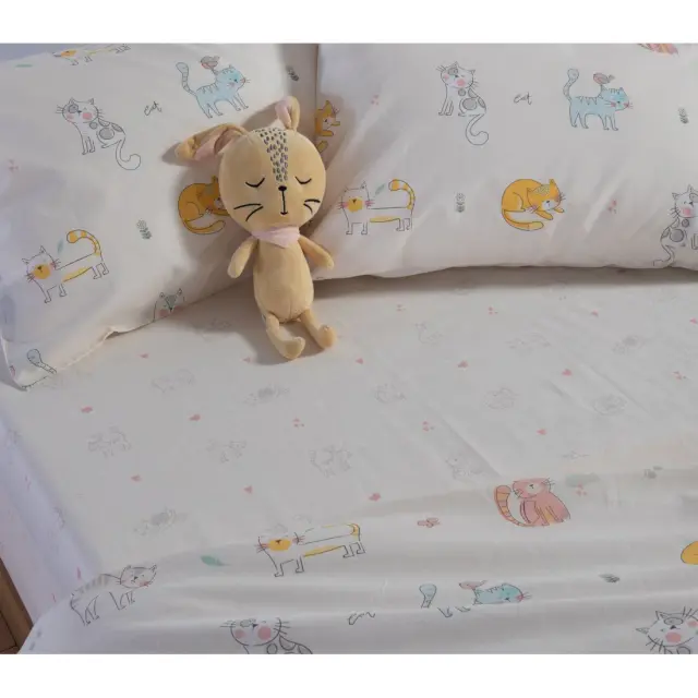 ΠΑΙΔΙΚΑ ΣΕΤ ΣΕΝΤΟΝΙΑ ΜΟΝΑ CAT LIFE 170X260 NEF-NEF HOMEWARE, 100% BAMBAKI - ECRU (039537) 3