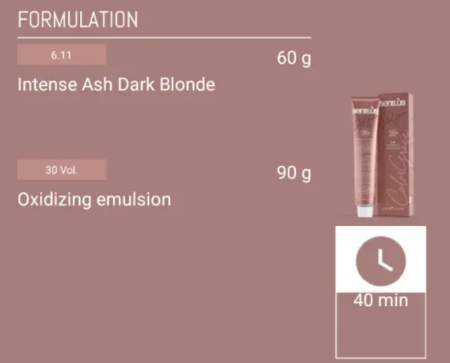 Sensus Color Grace M3K 6.11 Intense Ash Dark Blonde 100ml - (μόνιμη βαφή έντονο σαντρέ σκούρο ξανθό) 3