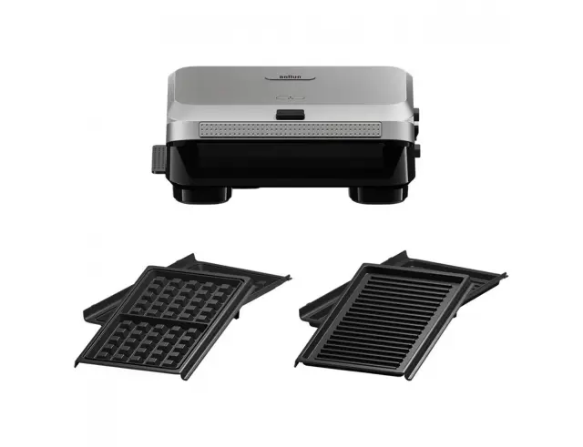 Τοστιέρα - Γκριλιέρα - Βαφλιέρα 3 σε 1 Braun SnackMaker 5 SM5006 με 2 σετ πλάκες, ισχύ 800W και επιφάνεια ψησίματος 27x13cm - SilverSM5006