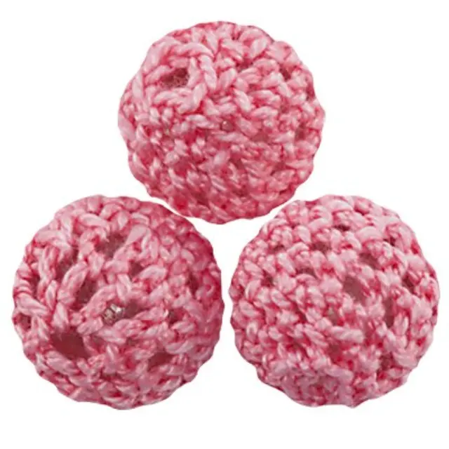 Χάντρα Μάλλινη Round Pink 14mm - 5τεμ