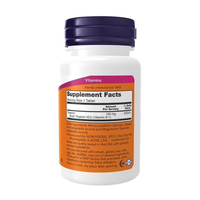 Now Foods Βιταμίνη Β1 100mg 100 ταμπλέτες 2
