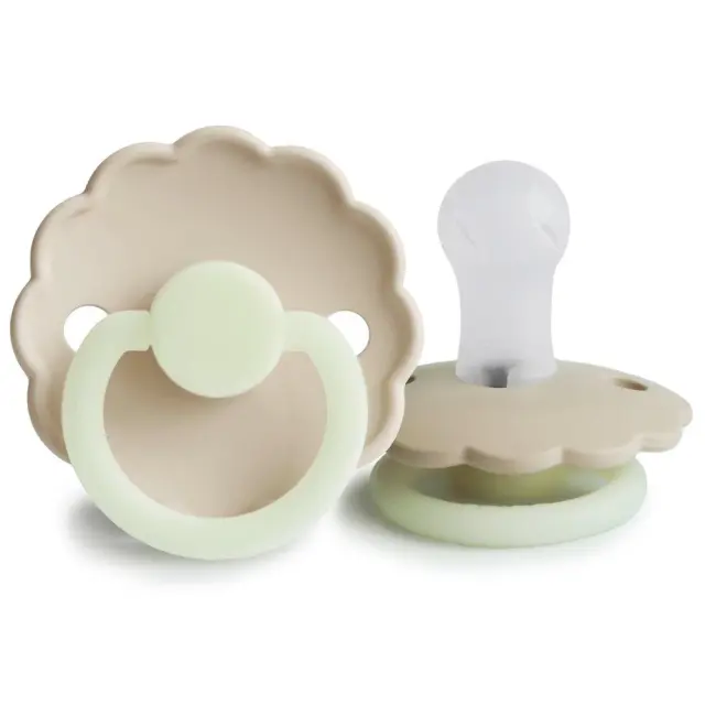 Σετ 2 Πιπίλες Latex Νυκτός FRIGG Daisy Cream/Croissant 0-6 Μηνών Baby Oliver
