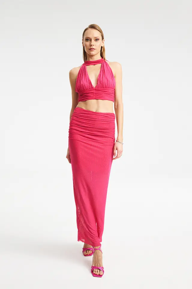 Maxi Φούστα Mesh με Strass & Σούρες FALION SKIRT - XS
