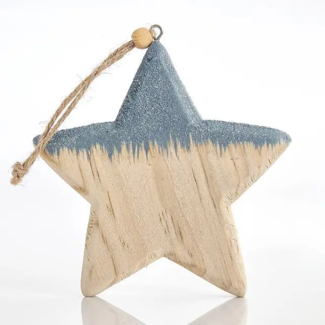 Αστεράκι Ξύλινο Με Μπλε Glitter 22x10x1.2cm
