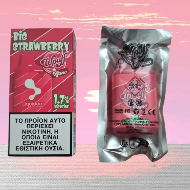 Liquideo Wpuff Nano Big Strawberry 1.7% (18mg/ml)- Ηλεκτρονικο Τσιγάρο μιας χρήσης(600 Puffs)