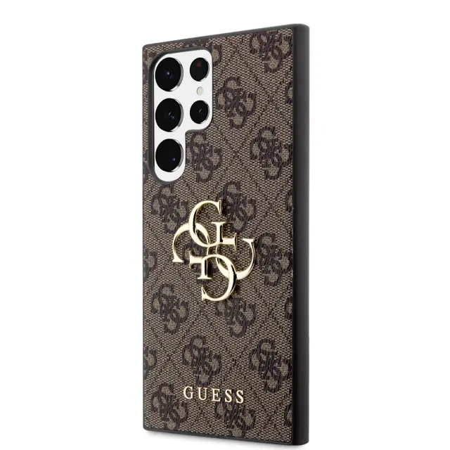Guess PU 4G Metal Logo Case for Samsung Galaxy S23 Ultra Brown 2