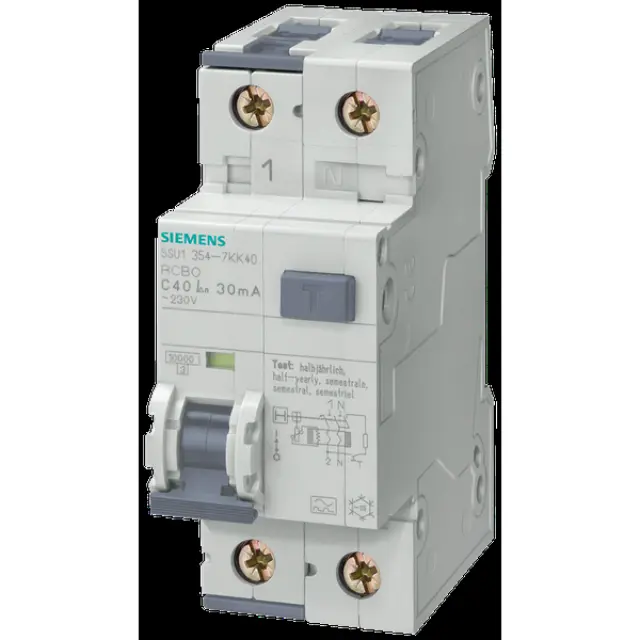 RCBO, 10 kA, 1P+N, type A, 30 mA, B-char, In: 40 A, Un AC: 230 V