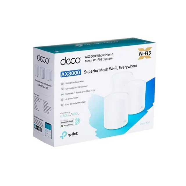 TP-LINK Deco X50 AX3000 Whole Home Mesh WiFi 6 System (3pack) (DECO X50(3-PACK)) (TPDECOX50(3-PACK)) 3