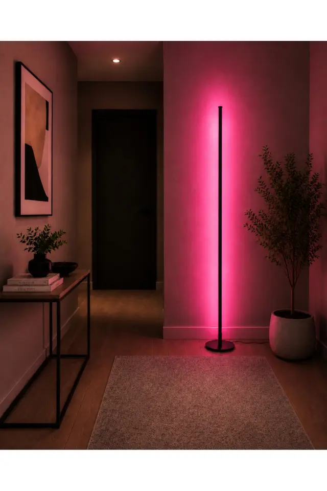 Stewehome Λάμπα δαπέδου με φωτισμό led rgb μεταλλική με τηλεχειρισμό και ρυθμιζόμενη φωτεινότητα Μαύρο 2