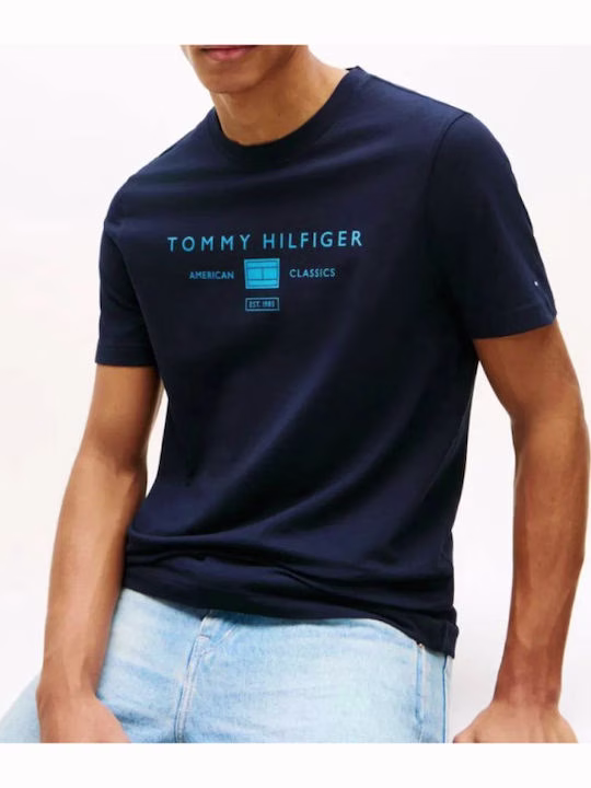 Tommy Hilfiger T-Shirt Μπλε Με Λογότυπο Μπλε Σκούρο 2