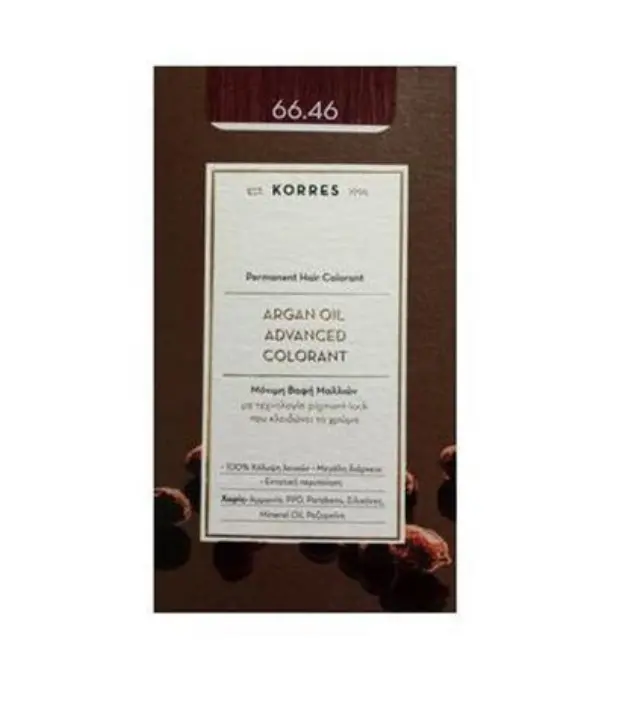Korres Argan Oil Advanced Colorant Μόνιμη Βαφή Μαλλιών 66.46 Έντονο Κόκκινο Βουργουνδίας, 50ml